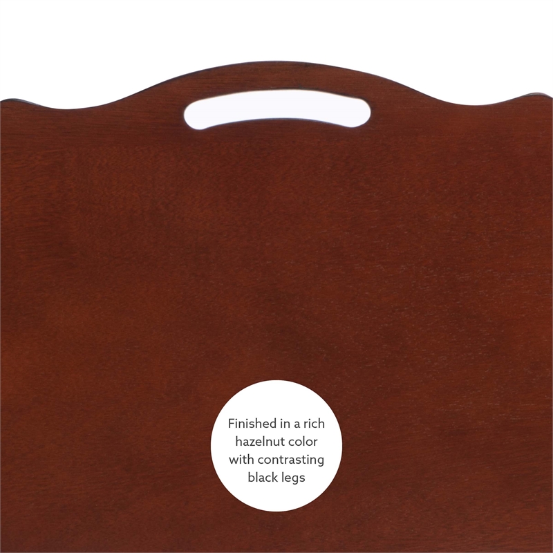 Kingfisher Lane Five Piece Wood Tray Table Set in Hazelnut and Black