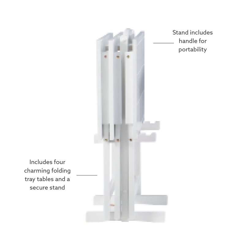 Kingfisher Lane Modern Five Piece Wood Tray Table Set in Whitewash
