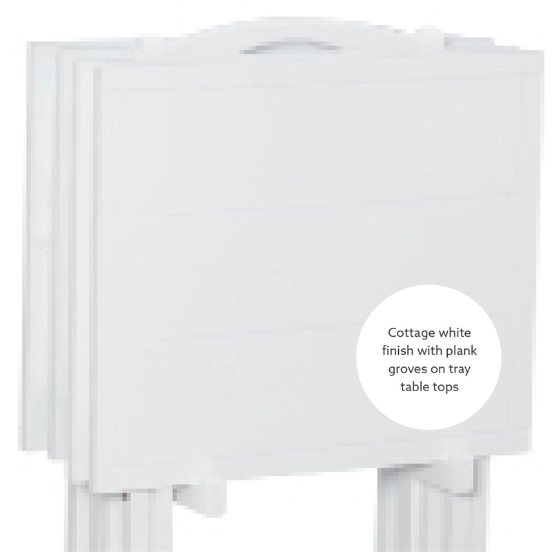 Kingfisher Lane Modern Five Piece Wood Tray Table Set in Whitewash