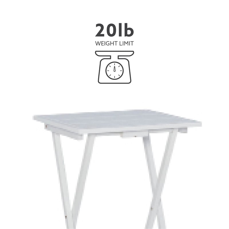 Kingfisher Lane Modern Five Piece Wood Tray Table Set in Whitewash