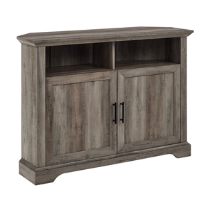 Kingfisher Lane 44&quot Grooved Door Corner TV Stand in Gray Wash