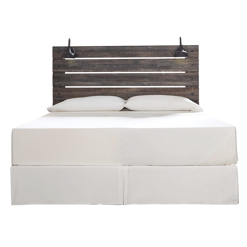 Kingfisher Lane Modern King Slat Panel Headboard with Sconces