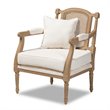 Kingfisher Lane Modern Ivory Upholstered Whitewashed Wood Armchair