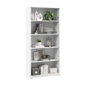 Kingfisher Lane Contemporary 5 Shelf Bookcase in White Finish