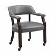 Kingfisher Lane Modern Gray Faux Leather Arm Chair with Casters
