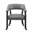Kingfisher Lane Modern Gray Faux Leather Arm Chair with Casters