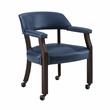 Kingfisher Lane Navy Blue Faux Leather Arm Chair with Casters