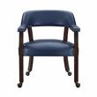 Kingfisher Lane Navy Blue Faux Leather Arm Chair with Casters