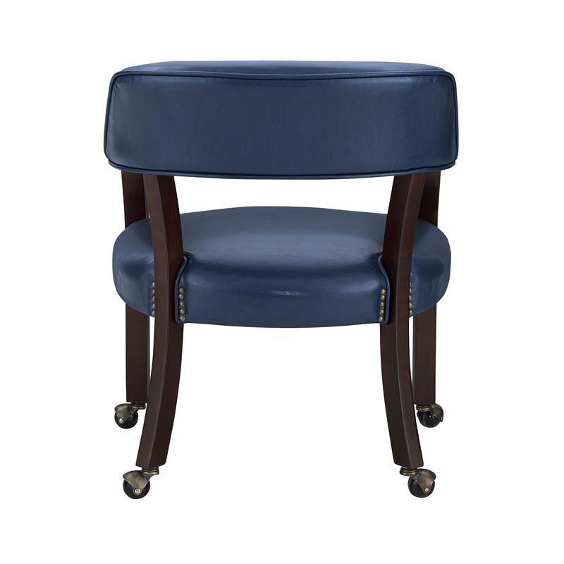 Kingfisher Lane Navy Blue Faux Leather Arm Chair with Casters