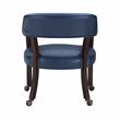 Kingfisher Lane Navy Blue Faux Leather Arm Chair with Casters