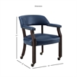 Kingfisher Lane Navy Blue Faux Leather Arm Chair with Casters