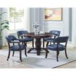 Kingfisher Lane Navy Blue Faux Leather Arm Chair with Casters