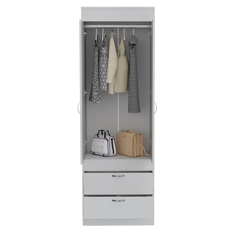 Kingfisher Lane 2 Drawer 2 Door armoire in White - Engineered Wood