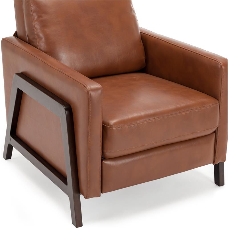 Kingfisher Lane Modern Caramel Push Back Faux Leather Recliner