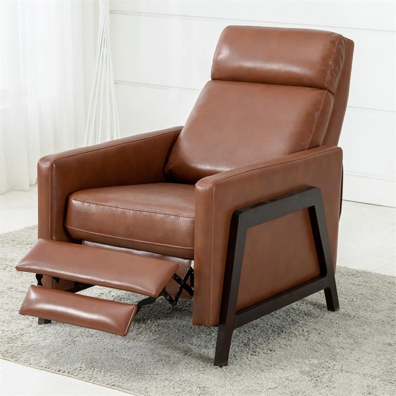 Kingfisher Lane Modern Caramel Push Back Faux Leather Recliner