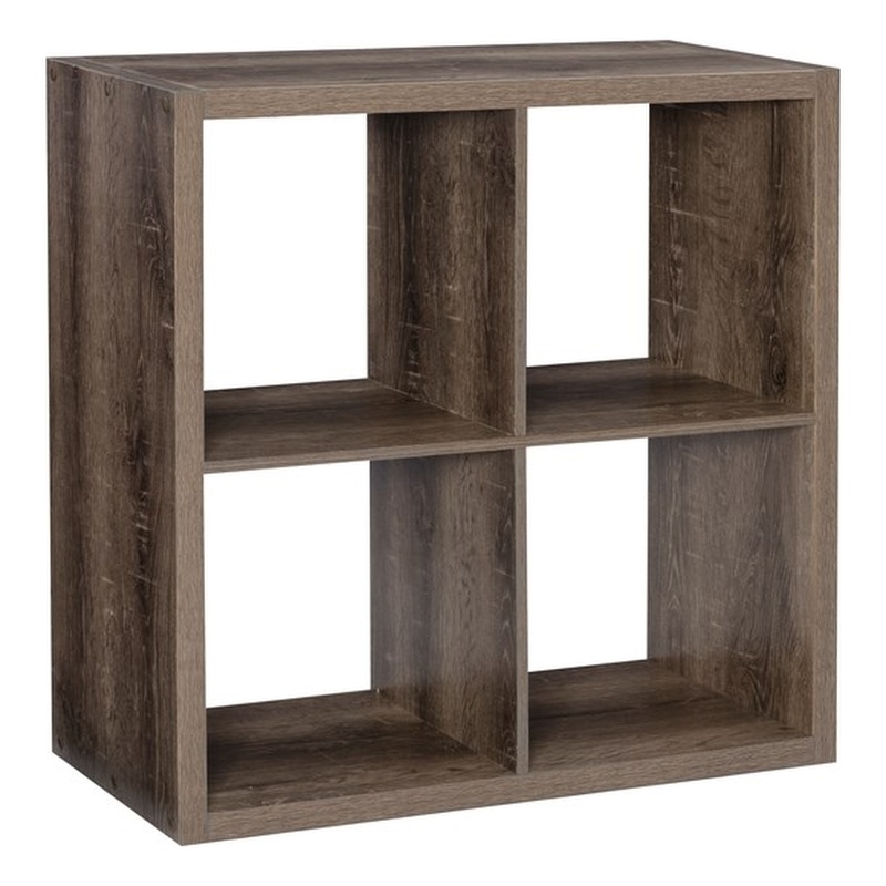Kingfisher Lane Modern Four Cubby Wood Storage Cabinet in Gray