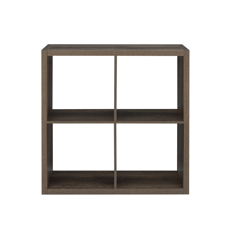 Kingfisher Lane Modern Four Cubby Wood Storage Cabinet in Gray