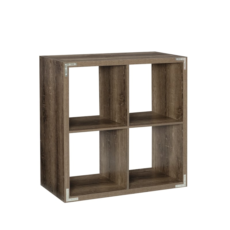Kingfisher Lane Modern Four Cubby Wood Storage Cabinet in Gray