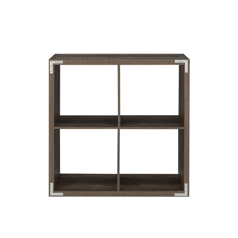 Kingfisher Lane Modern Four Cubby Wood Storage Cabinet in Gray
