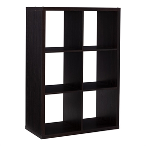 Kingfisher Lane Modern Six Cubby Wood Storage Cabinet in Espresso