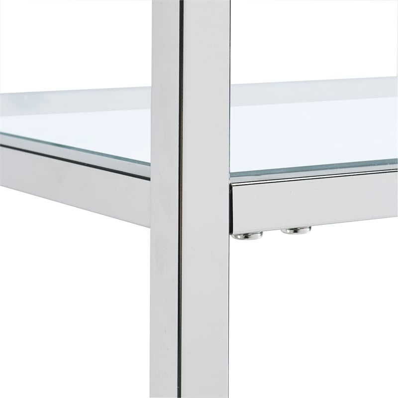 Kingfisher Lane Contemporary Rectangular Shape Serving Bar Cart in Chrome