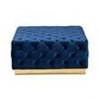 Kingfisher Lane Royal Blue Velvet Gold Finished Square Cocktail Ottoman
