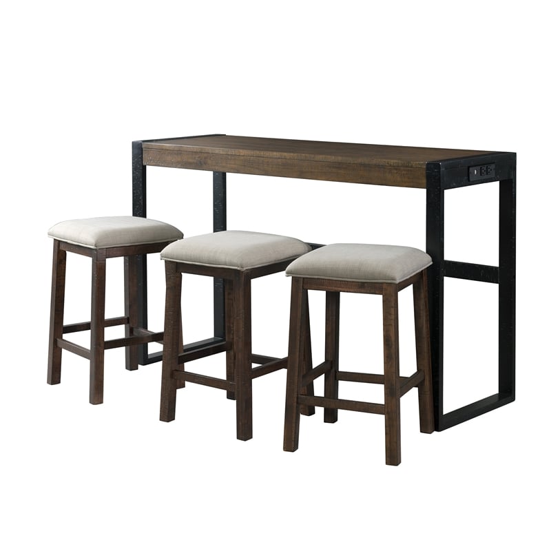 Kingfisher Lane Contemporary Multipurpose Bar Table Set in Walnut