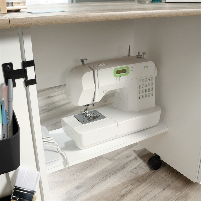 Kingfisher Lane Engineered Wood Sewing Craft Cart in Soft White