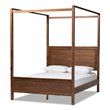Kingfisher Lane King Size Walnut Finished Wood Platform Canopy Bed