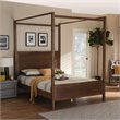 Kingfisher Lane King Size Walnut Finished Wood Platform Canopy Bed