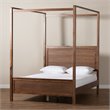 Kingfisher Lane King Size Walnut Finished Wood Platform Canopy Bed
