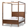 Kingfisher Lane King Size Walnut Finished Wood Platform Canopy Bed