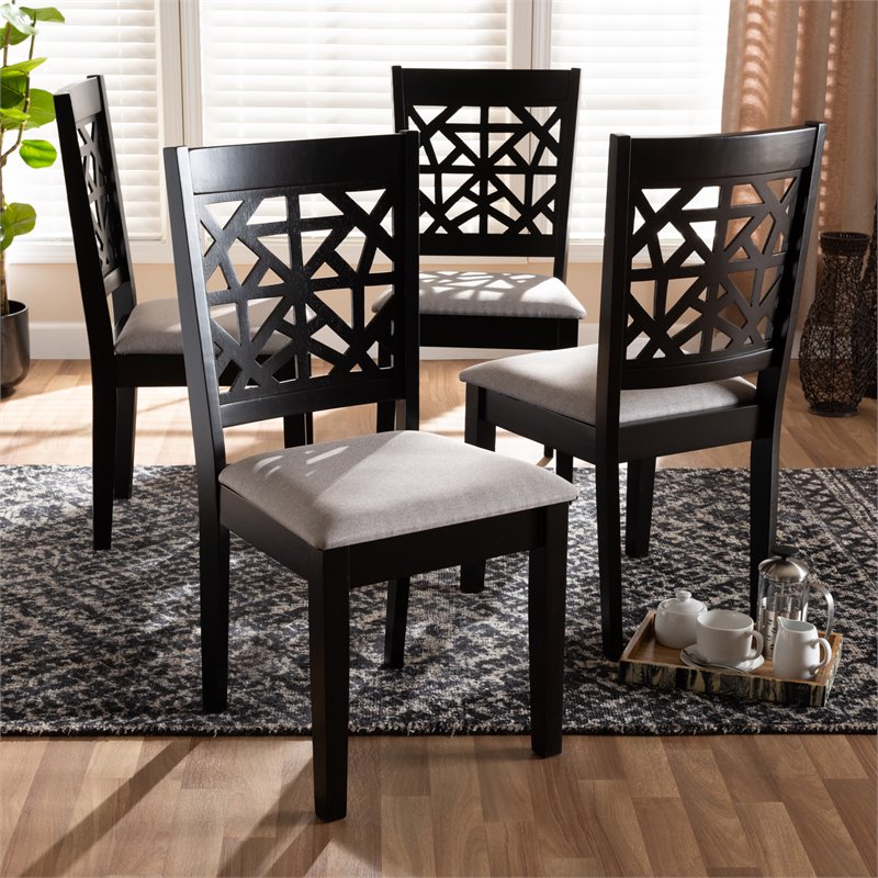 Kingfisher Lane Gray Upholstered Espresso Wood 4-Piece Dining Chair Set