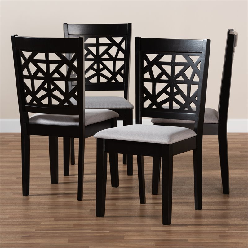 Kingfisher Lane Gray Upholstered Espresso Wood 4-Piece Dining Chair Set