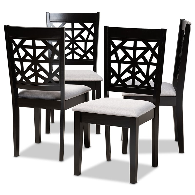 Kingfisher Lane Gray Upholstered Espresso Wood 4-Piece Dining Chair Set