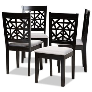 Kingfisher Lane Gray Upholstered Espresso Wood 4-Piece Dining Chair Set