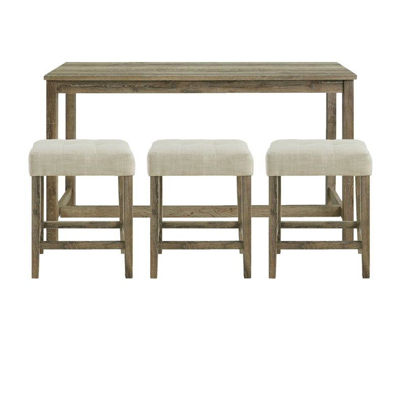 Kingfisher Lane Multipurpose Bar Table and 3 Stools Set in Brown