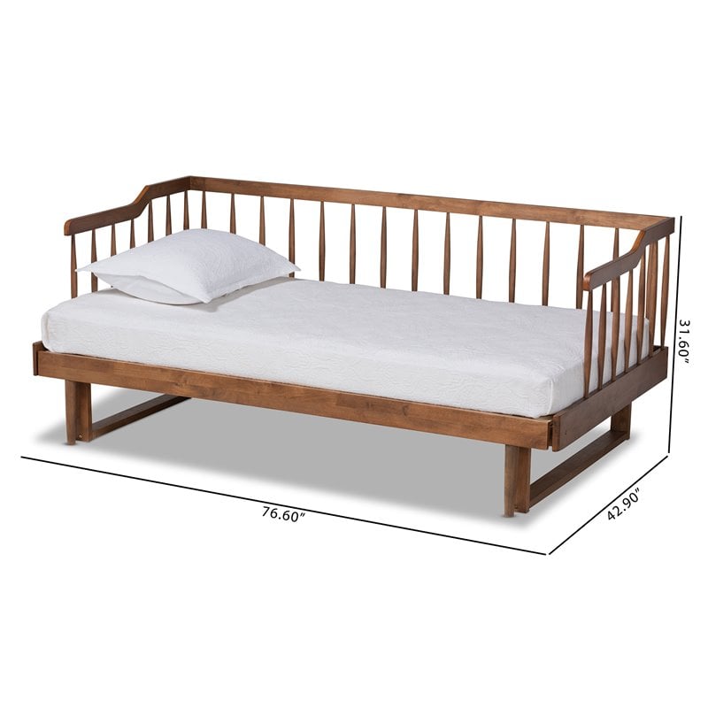 Kingfisher Lane Walnut Wood Expandable Twin to King Size Spindle Daybed