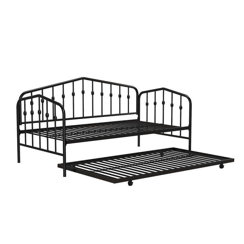Kingfisher Lane Contemporary Metal Twin Daybed & Trundle in Black