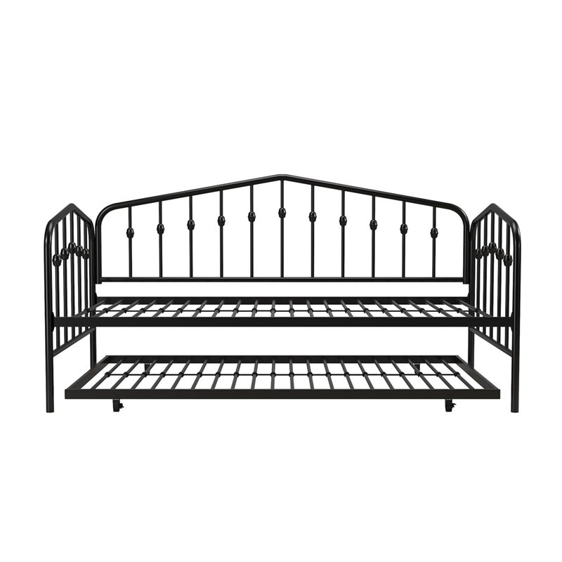 Kingfisher Lane Contemporary Metal Twin Daybed & Trundle in Black