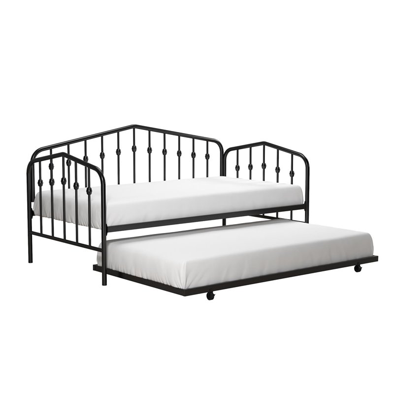 Kingfisher Lane Contemporary Metal Twin Daybed & Trundle in Black