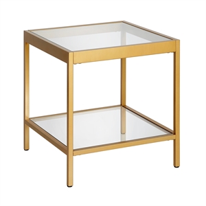 Kingfisher Lane Contemporary 20&quot Brass Metal/Glass Side Table