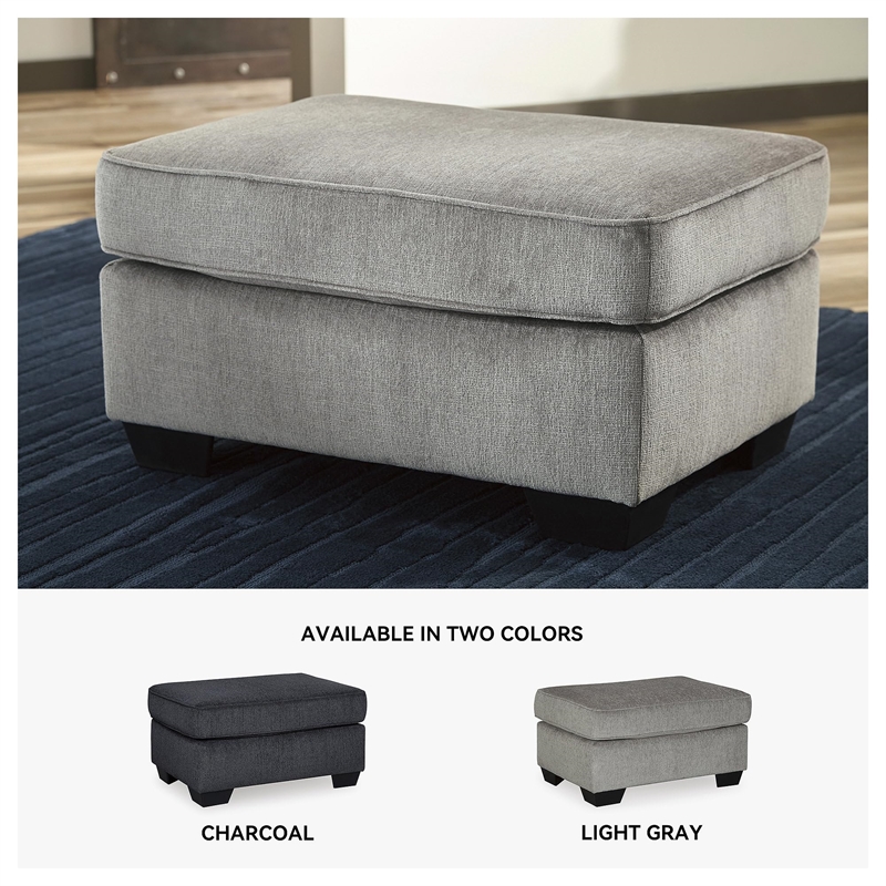 Kingfisher Lane Contemporary Polyester Upholstery Fabric Ottoman in Gray