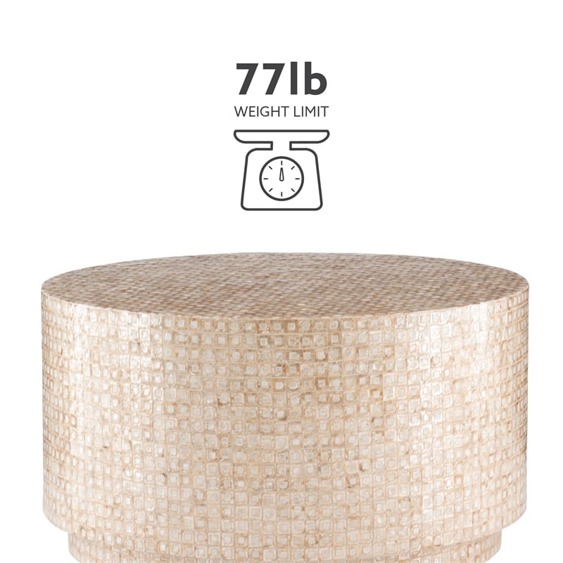 Kingfisher Lane Modern Wood Capiz Mosaic Coffee Table in Gold