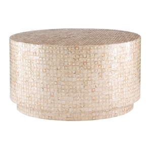 Kingfisher Lane Modern Wood Capiz Mosaic Coffee Table in Gold