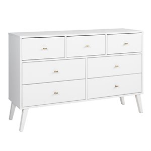 kingfisher lane mid century modern 7 drawer dresser in white
