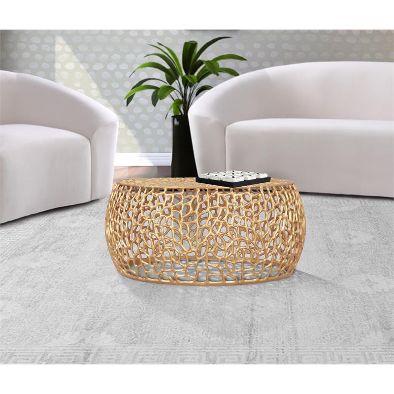 Kingfisher Lane Contemporary Solid Gold Aluminum Coffee Table