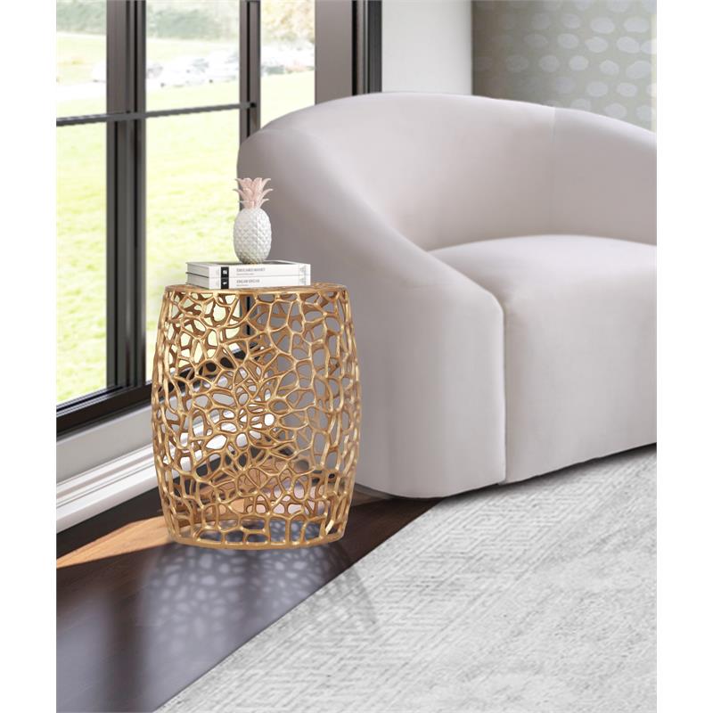 Kingfisher Lane Contemporary Aluminum End Table in Rich Gold