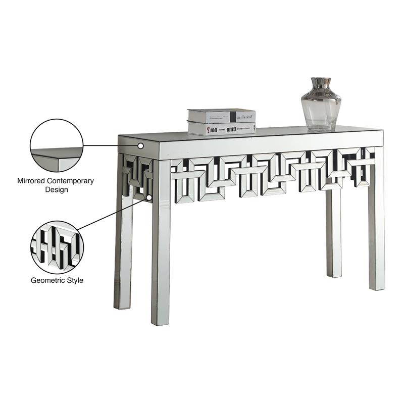 Kingfisher Lane Modern Mirrored Geometric Designed Console Table