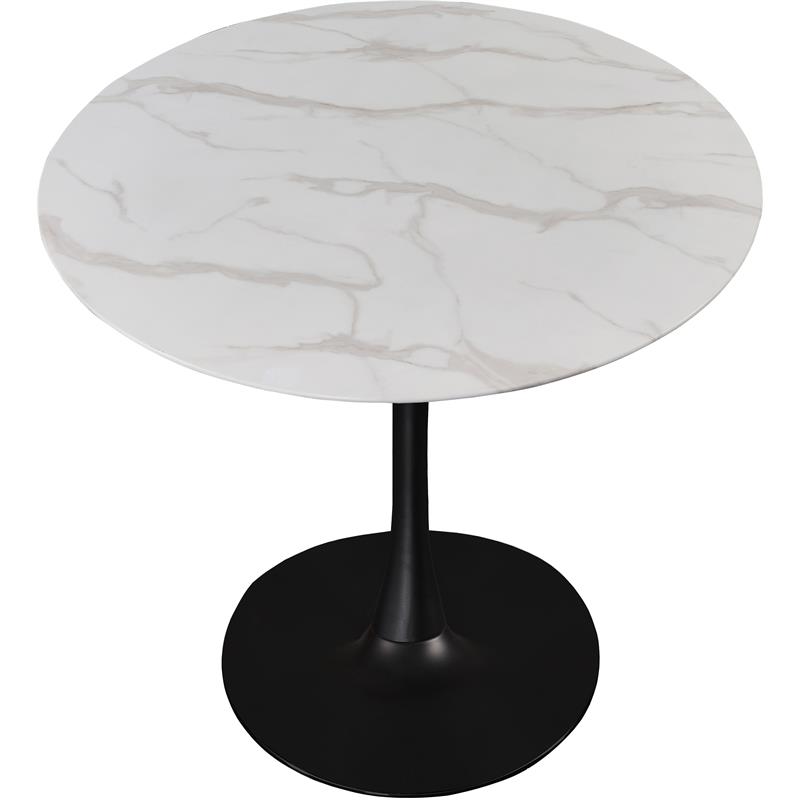 Kingfisher Lane Round Faux Marble Dining Table with Matte Black Base